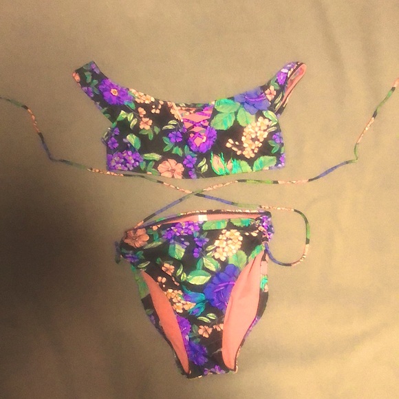 Rue21 Other - 2 piece floral purple, green, black, and coral swimsuit